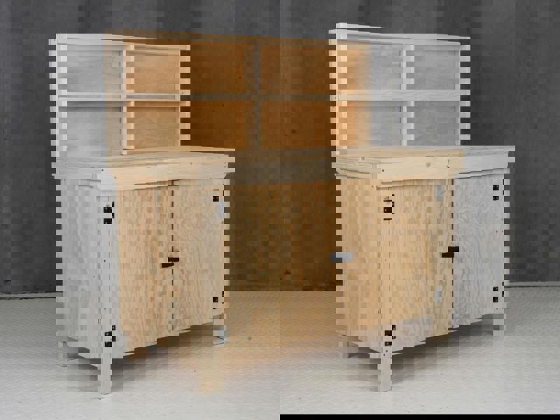 Arbor Garden Solutions Wooden Plywood Top Workbench With Lockable Cupboard (V.9) With back panel, Double Shelf