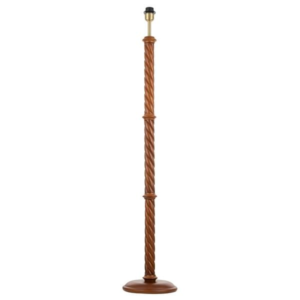 Mahogany Wooden Classic Floor Lamp Base with Twisting Pole Design Image 1
