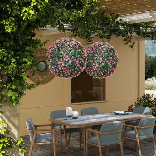 Wyld Haus Notolu Kano Set Of 2 Artificial Boxwood Ball Plants In Pink Finish