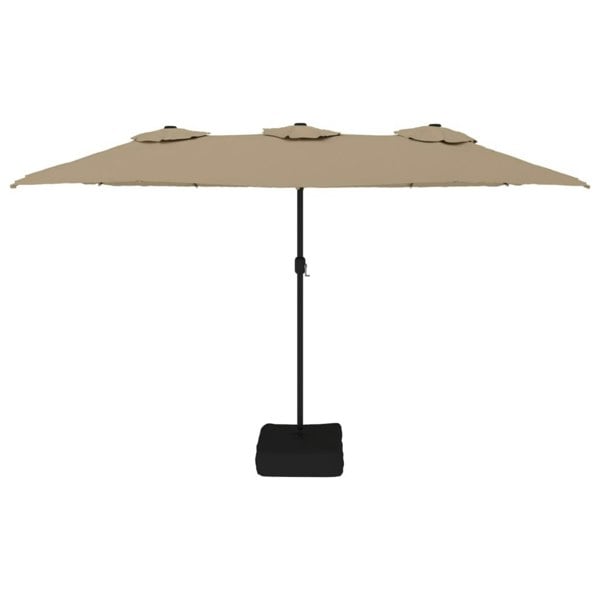 Berkfield Double-Head Parasol with LEDs Taupe 449x245 cm