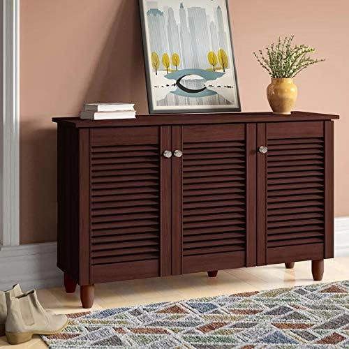 Modern Shoe Storage Cabinet 3 Doors Footwear Stand Rack Unit Cupboard