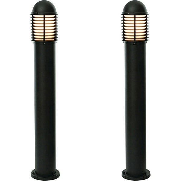 2 PACK Outdoor IP44 Bollard Light Matt Black 1000mm Lamp Post Garden Driveway Loops