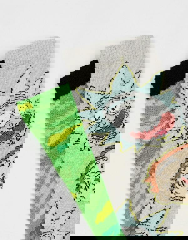 Rick And Morty Mens Green Multi Character Calf Socks Set of 5