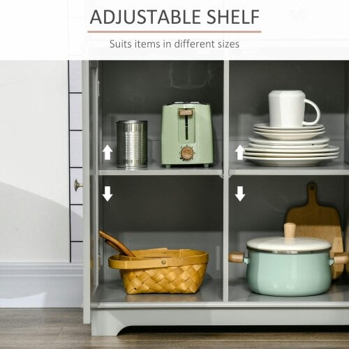 Wyld Haus Totoro Grey Sideboard With Natural Top 3 Doors 3 Drawers 3 Shelves