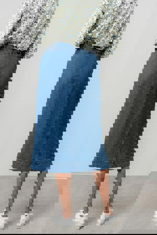 Lily & Me Penrose Denim Midi Skirt Blue