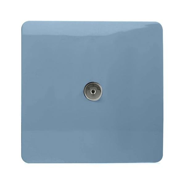 Trendi Switch 1 Gang Female Co-Axial Television Socket in Sky Blue