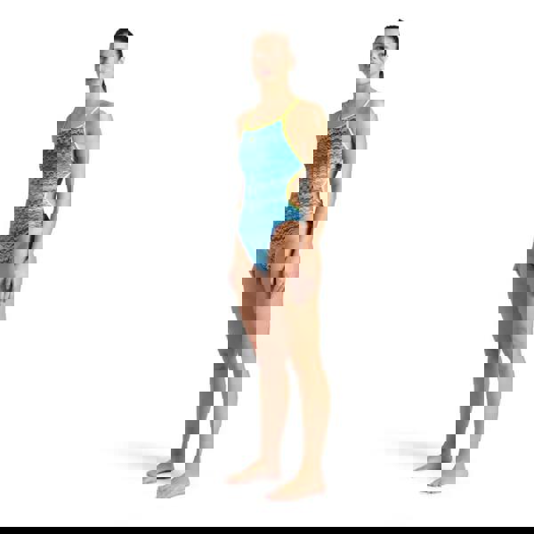 Arena Ondulation Lace maxlife eco blue-yellow geometric nylon swimsuit