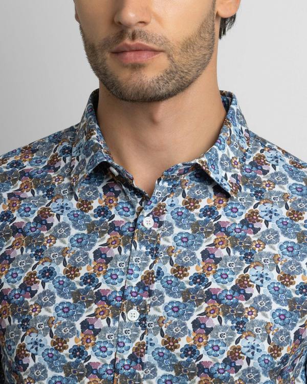 Steel & Jelly Limited Edition Blue Multi Floral Slim Fit Shirt