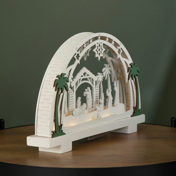 Samuel Alexander 20cm Battery Operated Warm White LED Wooden Arch Nativity Scene Christmas Decoration