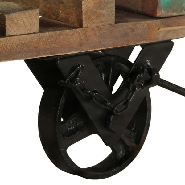 Berkfield Side Table with Wheels 40x40x42 cm Solid Wood Reclaimed