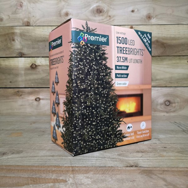 Samuel Alexander 1500 LED 37.5m Premier TreeBrights Indoor Outdoor Christmas Multi Function Mains Operated String Lights with Timer in Warm White
