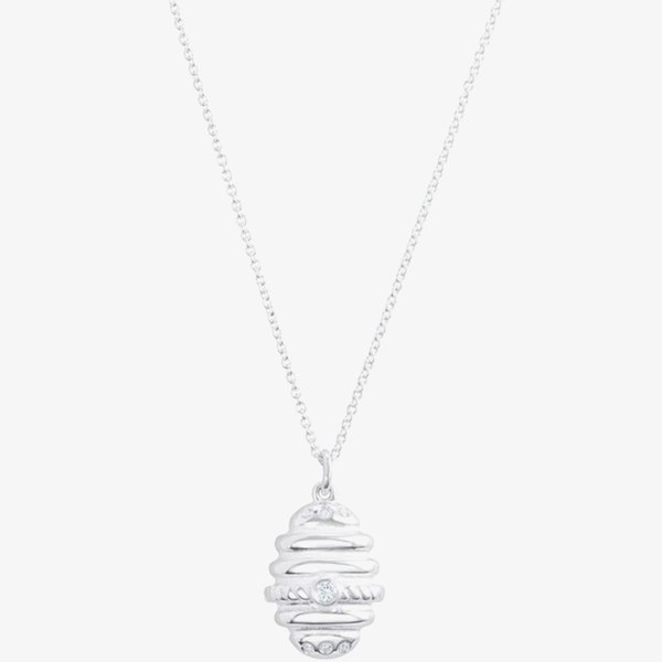 T. H. Baker Sterling Silver Cubic Zirconia Bee Hive Pendant Necklace BTH5-SL-CZ