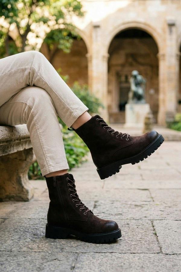 ikrush Thora Faux Suede Chunky Sole Boots