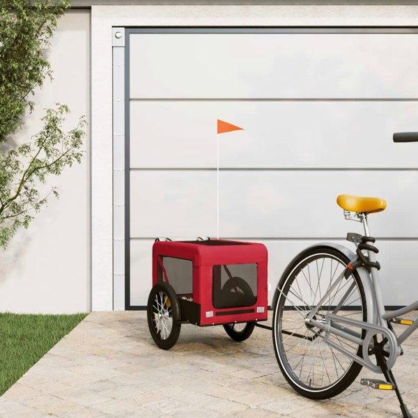 Berkfield Dog Bike Trailer Red and Black Oxford Fabric&Iron