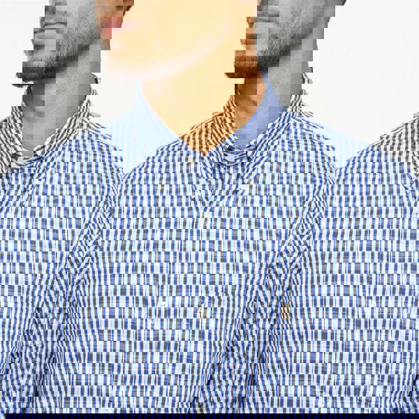 Gabicci V55GW01 Mens Fraser Long Sleeve Woven Check Shirt Gabicci Vintage - COBALT