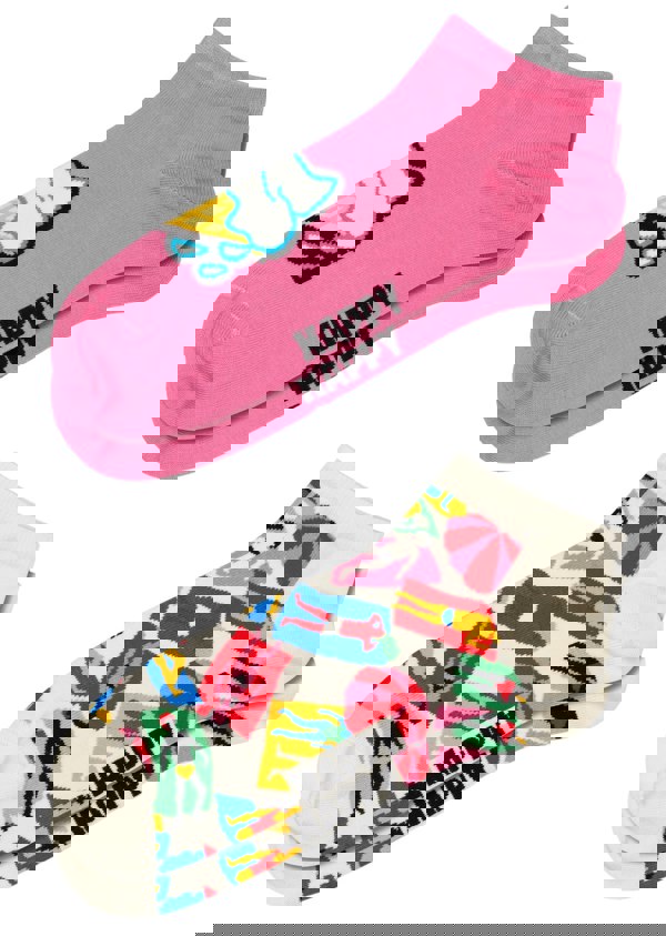 Happy SocksSocks 2 - pack2 - pack Ice Cream & Lazy Days Low Socks, Pink/WhiteBoxers - and - Briefs.net