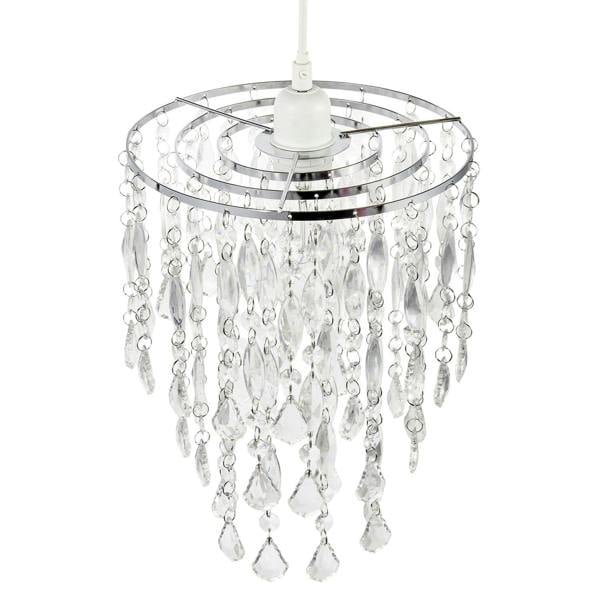 Chandelier Style Pendant Light Shade with Tiers of Clear Acrylic Drops Image 4