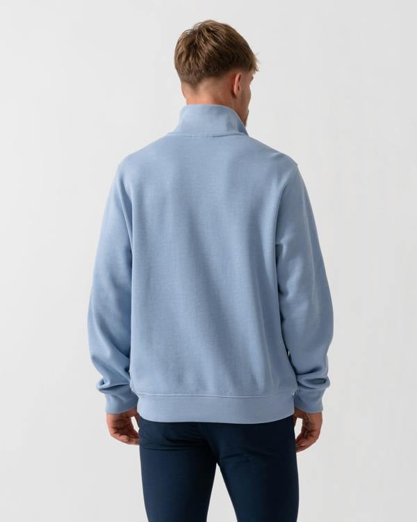 Man wearing Lacoste Zippered Stand-Up Collar Cotton Sweatshirt in Aphylla AEY - Back