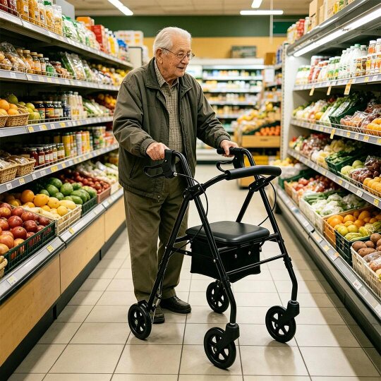 Havendro Lightweight 4 Wheel Aluminium Rollator Walking Mobility Aid With Seat Backrest