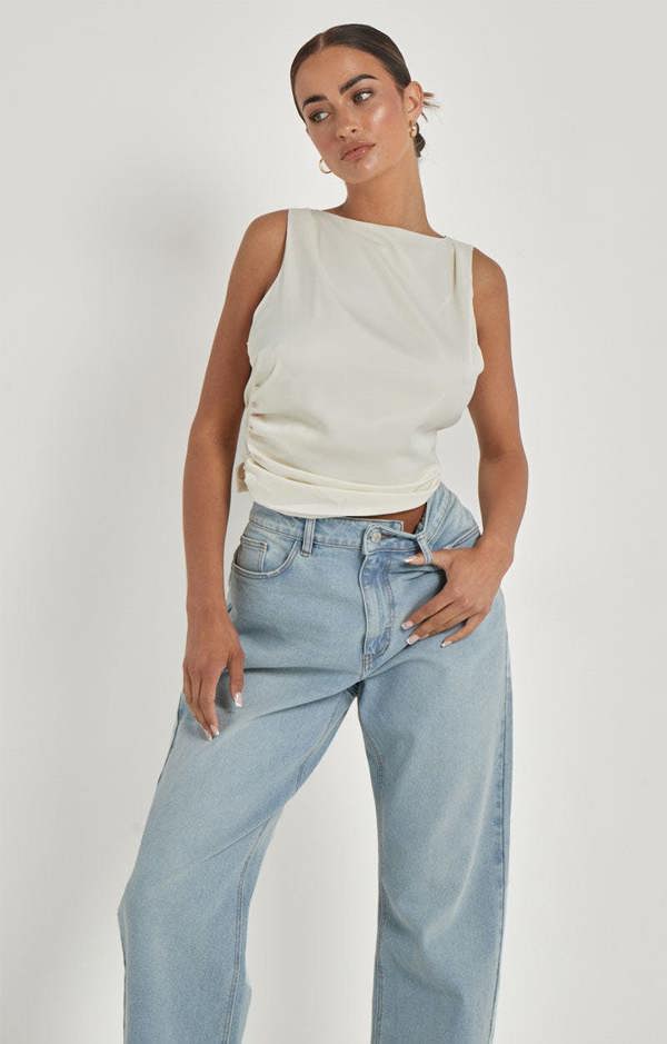 Urban Bliss Satin Tie Back Top