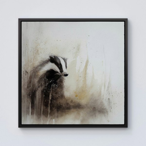 Warren Reed Badger Watercolour Framed Canvas