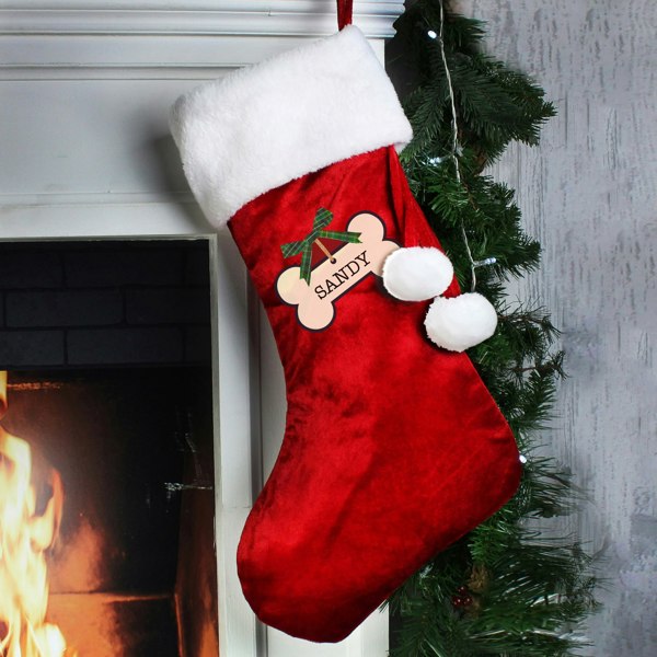 Personalised Memento Company Personalised Dog Treats Luxury Red Stocking