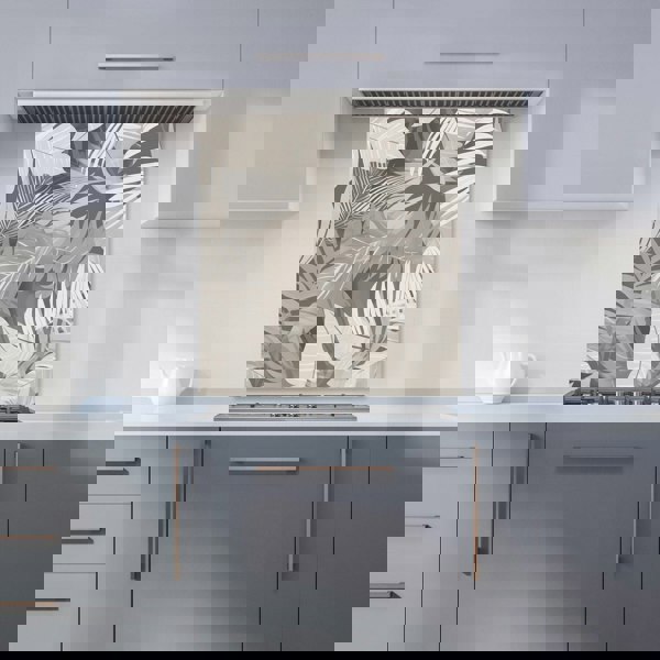 Warren Reed - Designer Grey Brown Tropical Leaves Kitchen Splashback