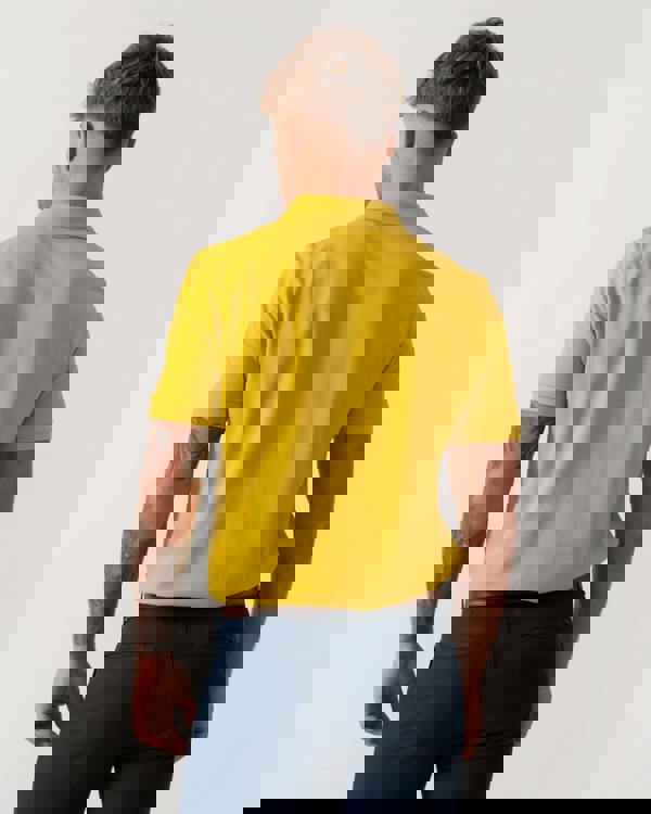 BOSS Orange Passenger Mens Stretch-Cotton Slim-Fit Polo Shirt with Logo Patch - Medium Yellow 721 - back