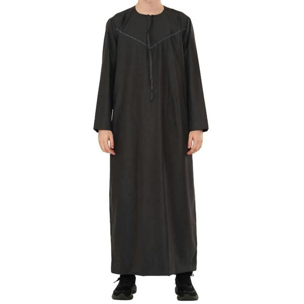 TT-008 - Men's Emirati Omani Arab Tassel Thobe - Charcoal - Thobez - 15