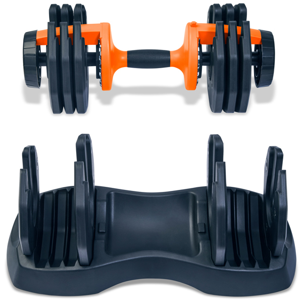 Strongology Urban25 Home Fitness Black and Orange Adjustable Smart Dumbbell from 2.5kg up to 25kg Training Weights