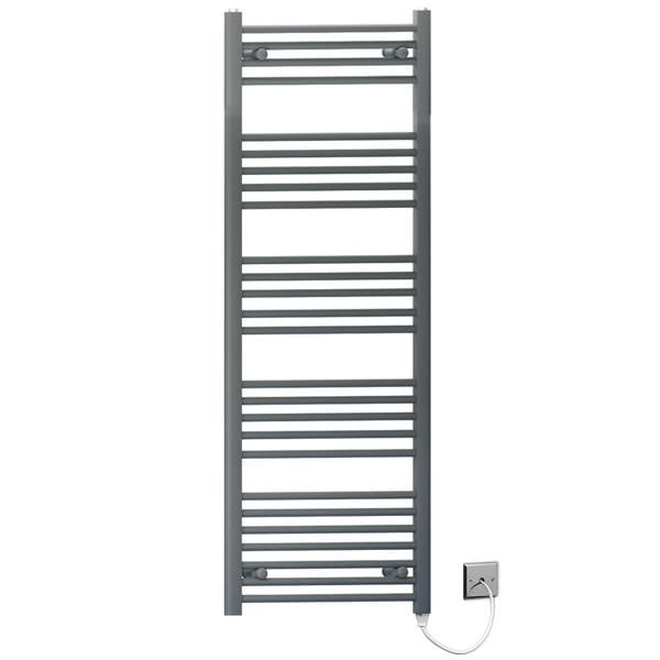 MYHOMEWARE 600 x 1400mm Anthracite Grey Flat Electric Pre-Filled Heated Towel Rail Radiator For Bathroom Designer Standard Element