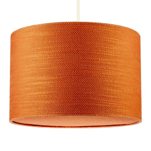 Desert Sun Orange Textured Linen Pendant Lighting Shade with Diffuser Image 1