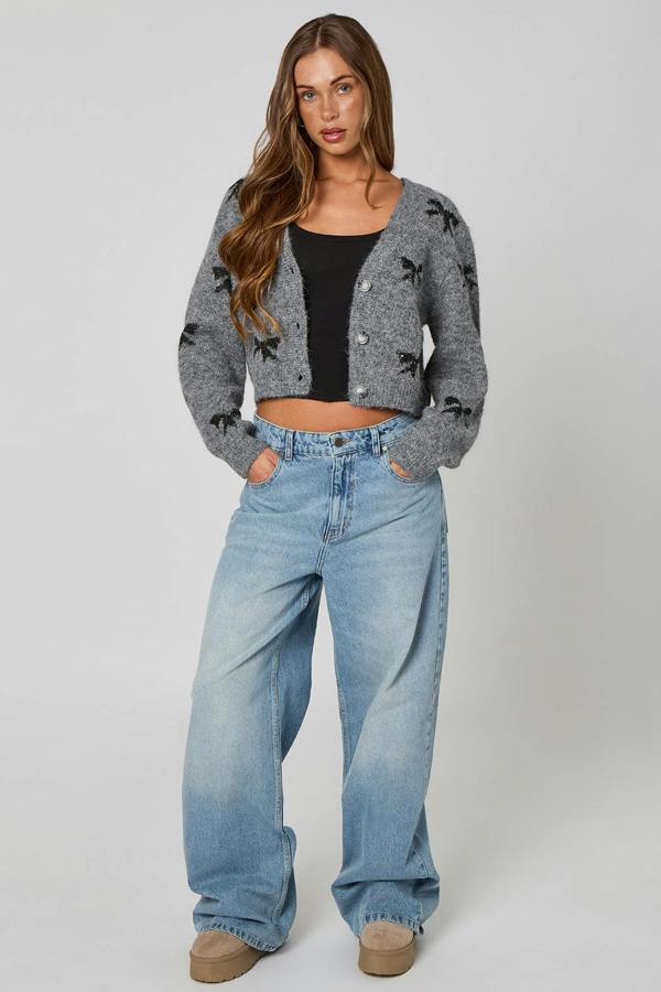 Urban Bliss Sequin Bow Detail Cardigan
