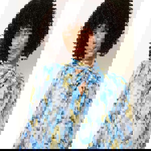 Blue Vanilla Pussybow Puffball Top