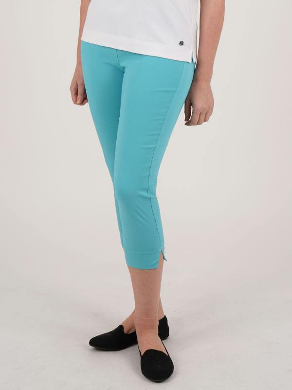 PennyPlain Cropped Bengaline Capri Trousers - Turquoise