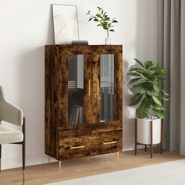 Berkfield Highboard Smoked Oak 69.5x31x115 cm Engineered Wood