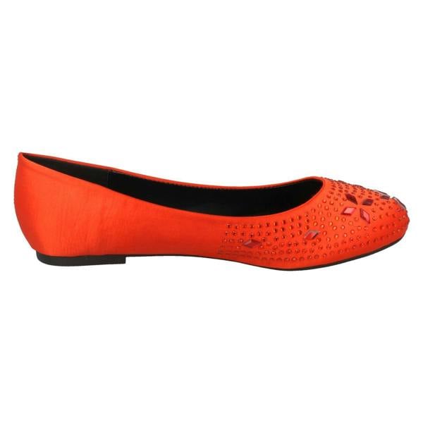Spot On Ladies Spot On Flat Diamante Ballerinas