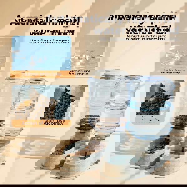 Skylos 2 Packs Automatic Food Feeder Waterer Set Plastic Dispenser Dog Cat 3.5L