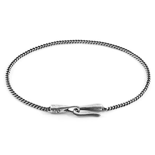 Anchor & Crew Crossjack Sail Silver Chain SKINNY Bracelet