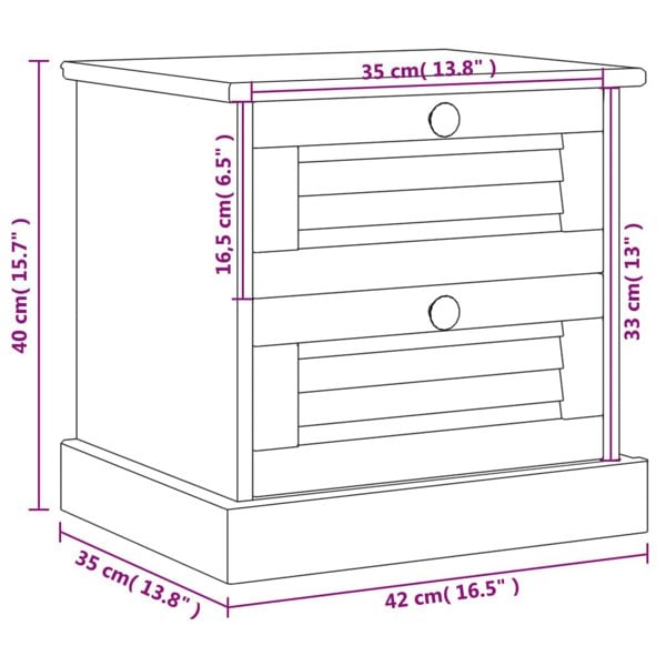Berkfield Bedside Cabinet VIGO Grey 42x35x40 cm Solid Wood Pine