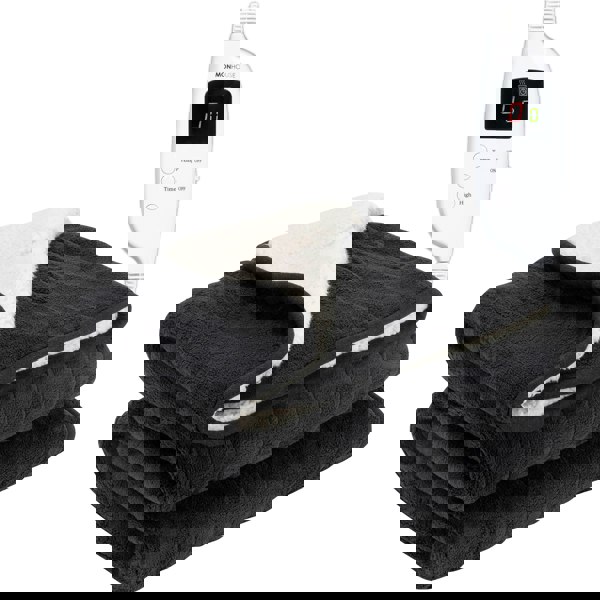 MONHOUSE Heated Electric Throw 9H Timer 9 Heat Setting Shearling Fleece Blanket