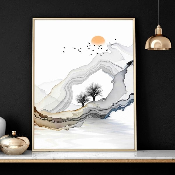 Framed print set of 3 | Landscape wall art for Living room