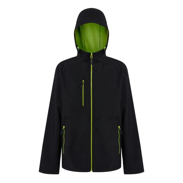 Regatta Professional Mens 2 Layer Soft Shell Jacket - Black/Lime Green