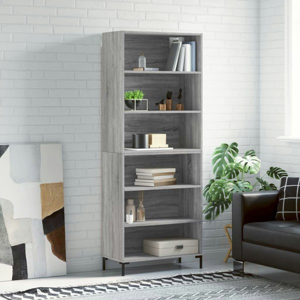 Berkfield Highboard Grey Sonoma 69.5x32.5x180 cm Engineered Wood