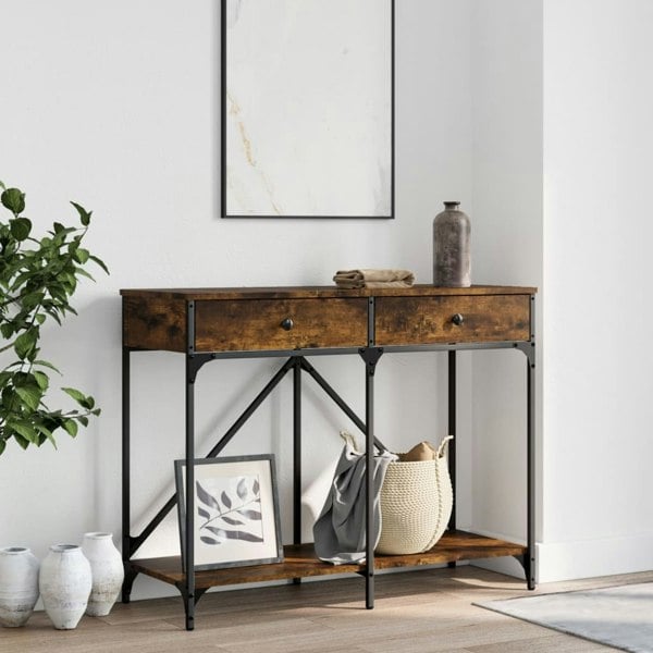Berkfield Console Table Smoked Oak 100x39x78.5 cm Engineered Wood