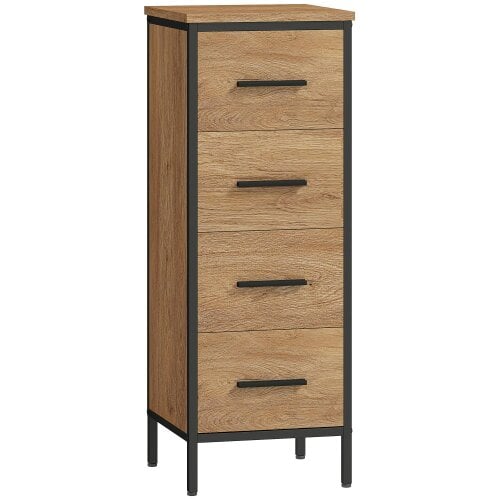 Wyld Haus Nita Narrow Bathroom Storage Cabinet With 4 Drawers Oak Finish