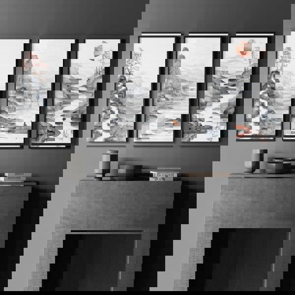 Modern Living Room Art | Set of 3 Asian Inspired Wall art Prints