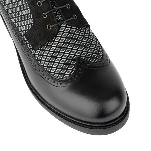 Embassy London Cyclone - Black Diamonds - Men's chunky sole leather shoe