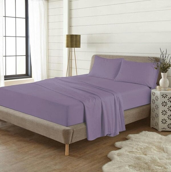 Night Zone Flannelette Flat Sheet – 100% Brushed Cotton Soft Warm Bed Sheet - Lilac