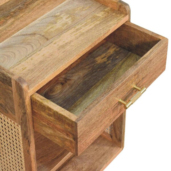Wyld Haus Orta Natural Mango Wood T-Bar Bedside Table with Drawer